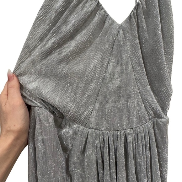 IRO Louxor Gathered Metallic Knitted Silver Mini Dress Size 34 VGUC - Picture 8 of 12